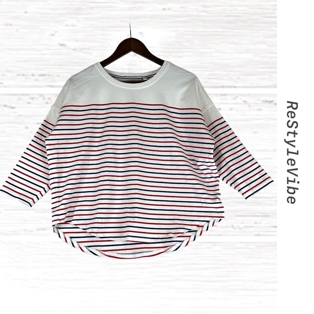 VINEYARD VINES Women’s Size M Top Shirt Striped Nautical Style 3/4 Sleeve Crew